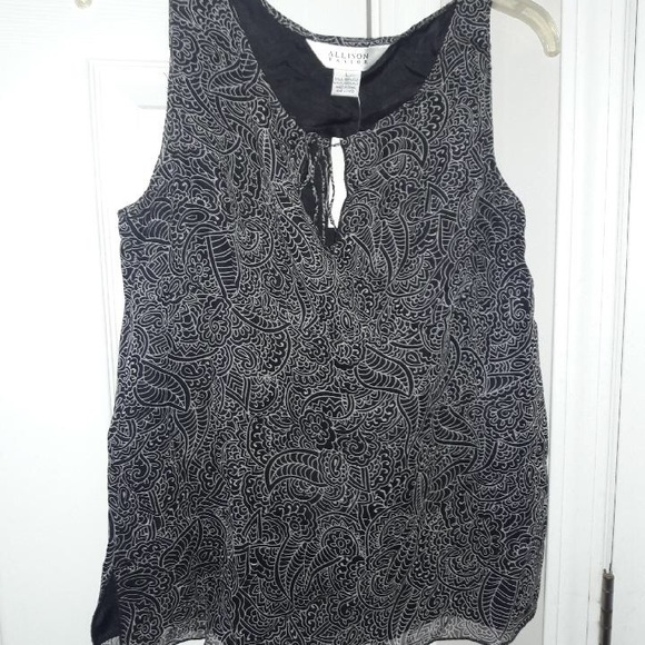 Tops - Black & White Sheer Blouse